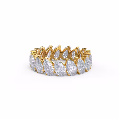 High Quality 5.0 Carat Diamonds set in 18k Yellow Gold Pear Angled Eternity Band (Main View)