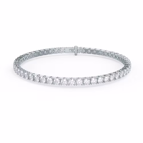White Gold Four Prong Tennis Bracelet featuring 6.0 Carat Round Lab Diamonds