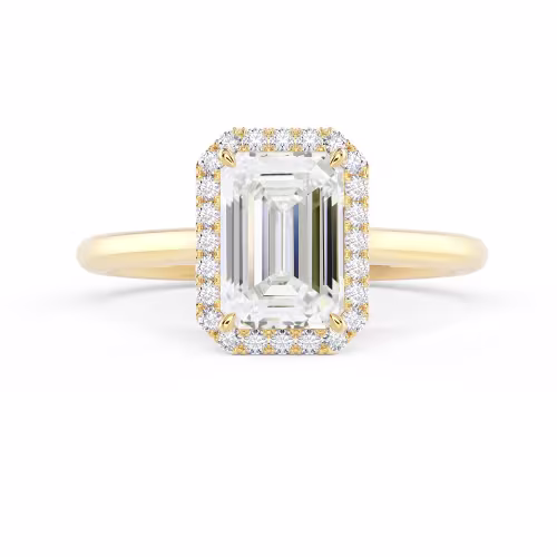 14k Yellow Gold Emerald Single Halo Setting featuring 2.0 Carat Diamonds (Main View)