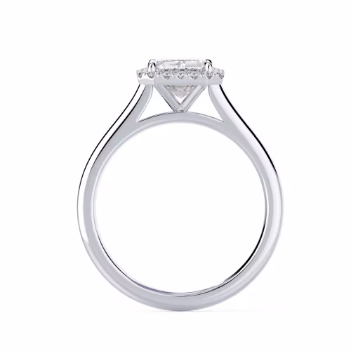 White Gold Emerald Single Halo Setting featuring 2.0 ct Lab Diamonds (Profile View)