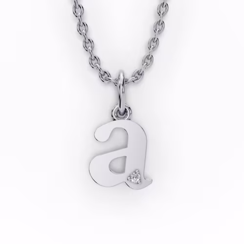 Single Stone Letter A Pendant in 14k White Gold