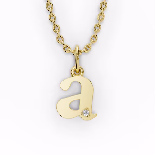 Single Stone Letter A Pendant in 14k Yellow Gold