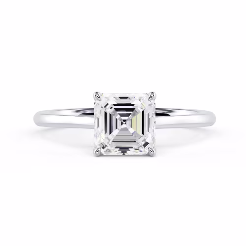 Lab Diamonds Asscher Cathedral Solitaire in White Gold (Main View)