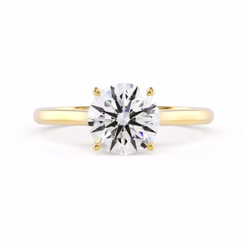 Yellow Gold Round Cathedral Solitaire featuring Lab Diamonds (Main View)