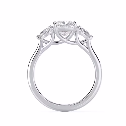 Hand Selected Diamonds Cushion and Pear Setting in White Gold (Profile View)