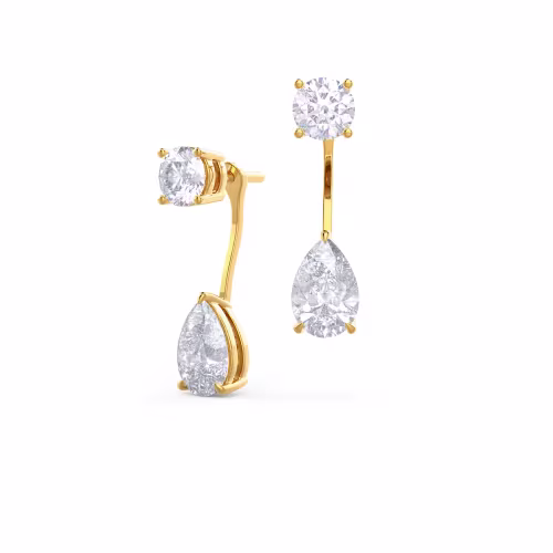 Yellow Gold Pear Earring Jackets featuring Hand Selected Created Diamonds (Main View)