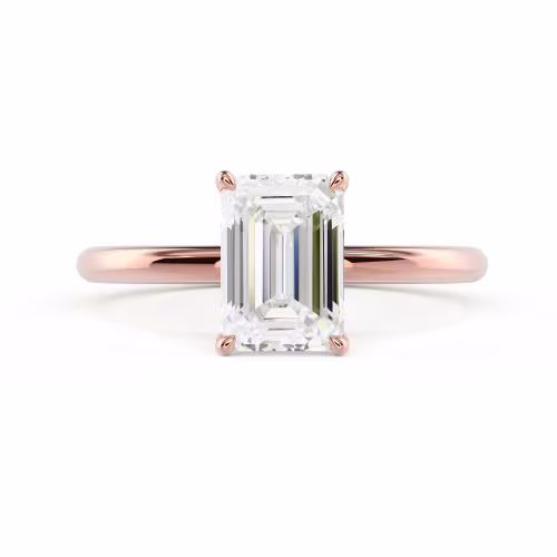 Diamonds Emerald Classic Four Prong Solitaire in Rose Gold (Main View)