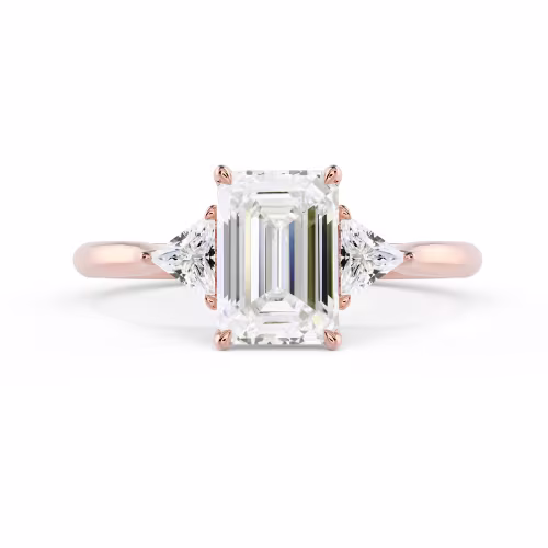 Lab Diamonds set in Rose Gold Emerald and Trillion Setting (Main View)