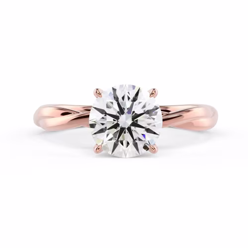 Rose Gold Twisting Band Solitaire Diamond Engagement Ring featuring Diamonds (Main View)