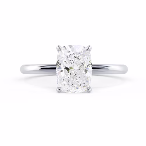 Lab Diamonds set in White Gold Cushion Classic Four Prong Solitaire (Main View)