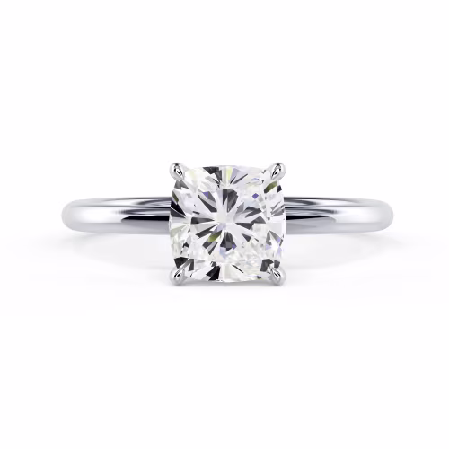 Lab Diamonds Cushion Petite Four Prong Solitaire in White Gold (Main View)