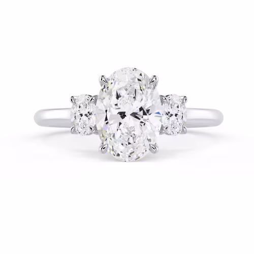 Lab Diamonds Oval Three Stone Setting in White Gold (Main View)