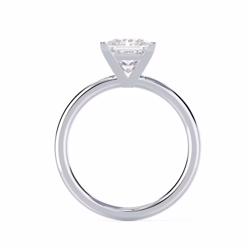 Diamonds set in White Gold Princess Petite Four Prong Solitaire (Profile View)