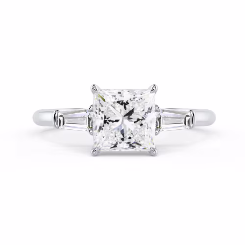White Gold Princess and Baguette Setting featuring Hand Selected Lab Diamonds (Main View)
