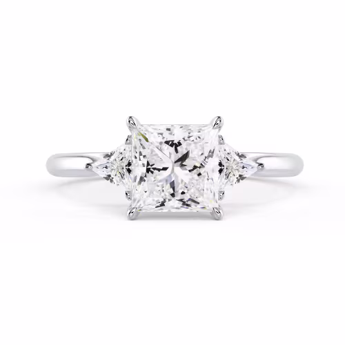 Man Made Diamonds Princess and Trillion Setting in White Gold (Main View)