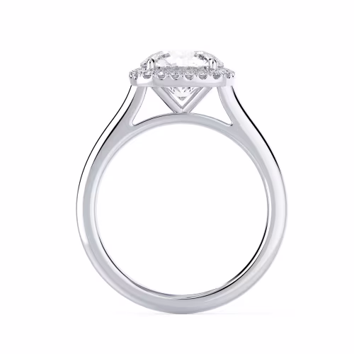 Lab Grown Diamonds set in White Gold Round Single Halo Setting (Profile View)
