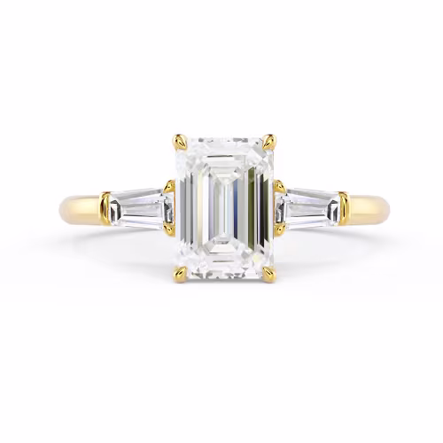Lab Diamonds Emerald and Baguette Setting in Yellow Gold (Main View)
