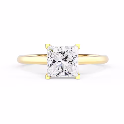 Lab Diamonds set in Yellow Gold Princess Cathedral Solitaire (Main View)