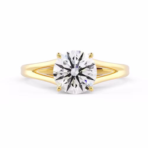 Hand Selected Diamonds Split Shank Solitaire in Yellow Gold (Main View)