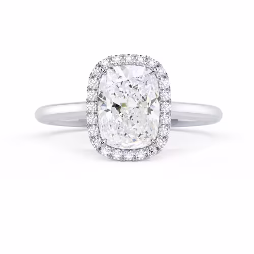 White Gold Cushion Single Halo Setting featuring Lab Diamonds (Main View)