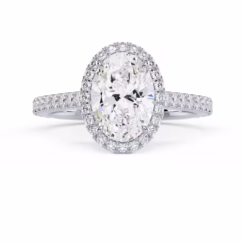 Hand Selected Diamonds Oval Halo Pavé Diamond Engagement Ring in White Gold (Main View)