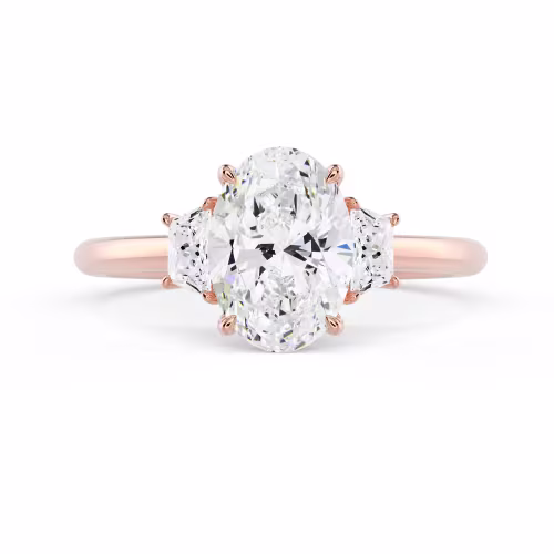 Lab Created Diamonds set in Rose Gold Oval and Trapezoid Setting (Main View)
