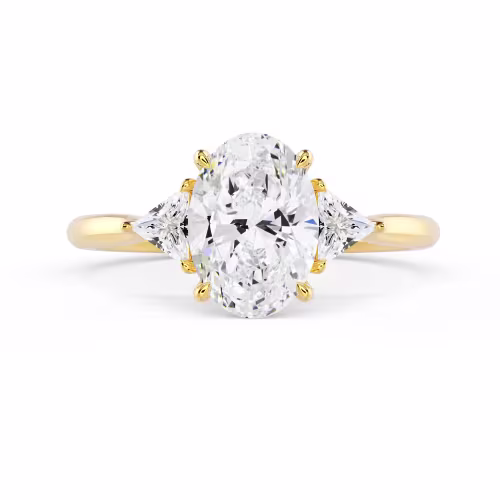 Yellow Gold Oval and Trillion Setting featuring Lab Diamonds (Main View)