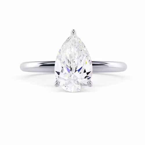 Diamonds Pear Petite Solitaire in White Gold (Main View)