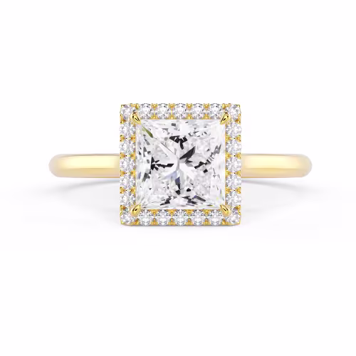 Diamonds Princess Single Halo Diamond Engagement Ring in Yellow Gold (Main View)