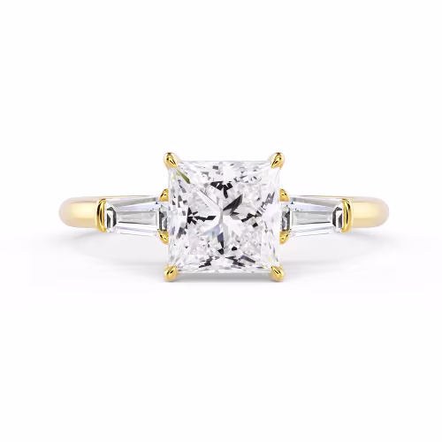 Yellow Gold Princess and Baguette Setting featuring Diamonds (Main View)