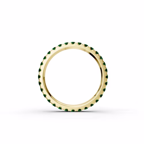 14k Yellow Gold Emerald U Pavé Eternity Band(Profile View)
