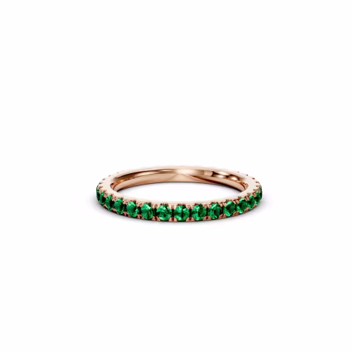 Emerald U Pavé Eternity Band in 14k Rose Gold (Side View)