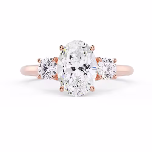 Diamonds set in Rose Gold Oval and Round Setting (Main View)