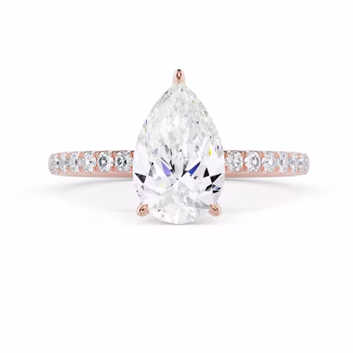Lab Diamonds Pear Petite Pavé Setting in Rose Gold (Main View)