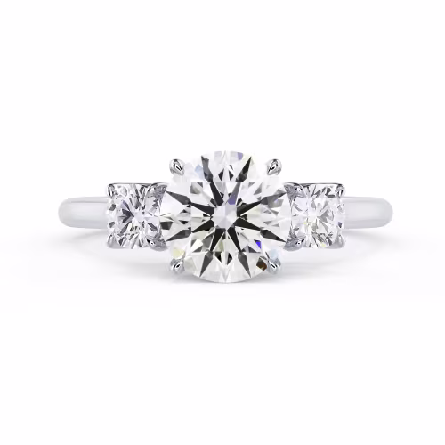 Lab Diamonds set in White Gold Round Three Stone Diamond Engagement Ring (Main View)