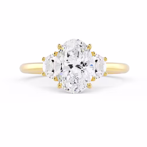 Diamonds Oval and Half Moon Diamond Engagement Ring in Yellow Gold (Main View)
