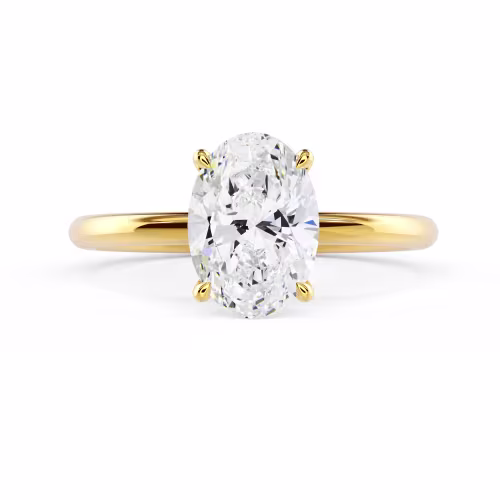 Yellow Gold Oval Classic Four Prong Solitaire Diamond Engagement Ring featuring Lab Created Diamonds (Main View)