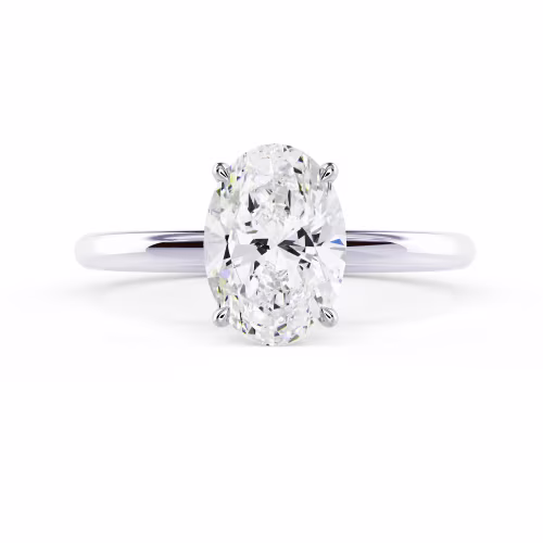Created Diamonds Oval Petite Four Prong Solitaire Diamond Engagement Ring in White Gold (Main View)