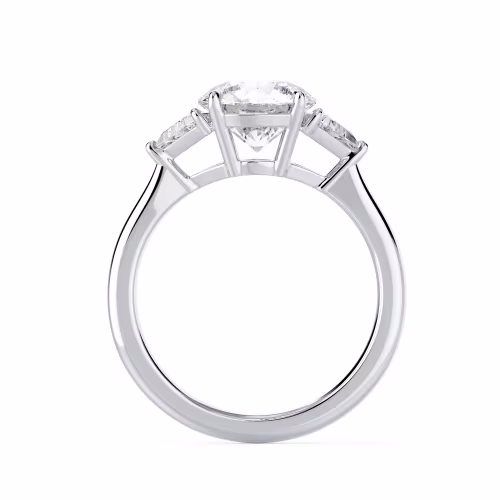 Lab Diamonds Round and Trillion Setting in White Gold (Profile View)