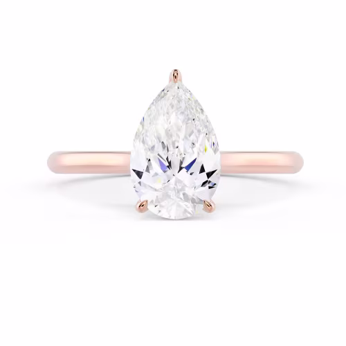 Rose Gold Pear Cathedral Solitaire Diamond Engagement Ring featuring Hand Selected Diamonds (Main View)