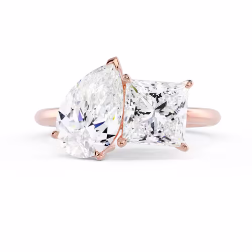 Lab Diamonds set in Rose Gold Toi et Moi Ring (Main View)