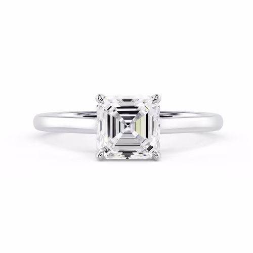 White Gold Asscher Trellis Solitaire featuring Diamonds (Main View)