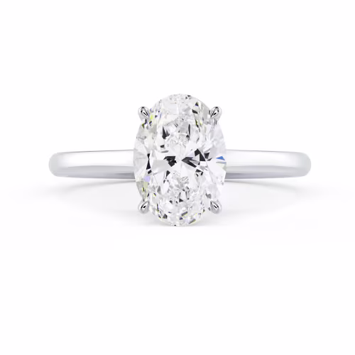Lab Diamonds Oval Trellis Solitaire Diamond Engagement Ring in White Gold (Main View)