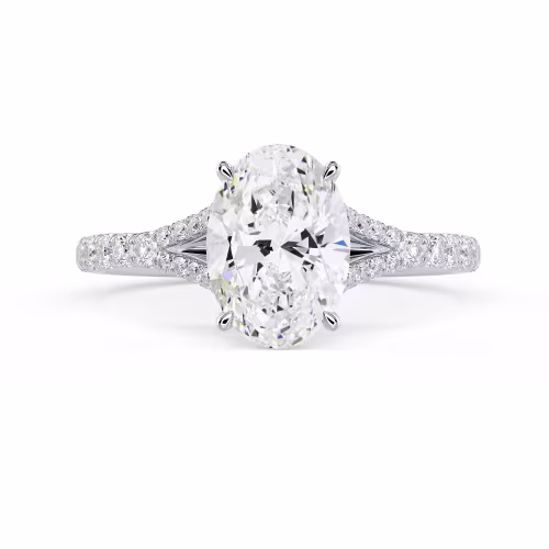 Lab Diamonds set in White Gold Trellis Split Shank Diamond Engagement Ring (Main View)