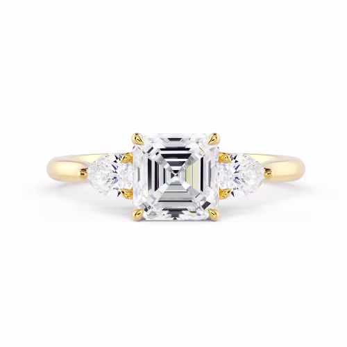 Yellow Gold Asscher and Pear Setting featuring High Quality Lab Grown Diamonds (Main View)