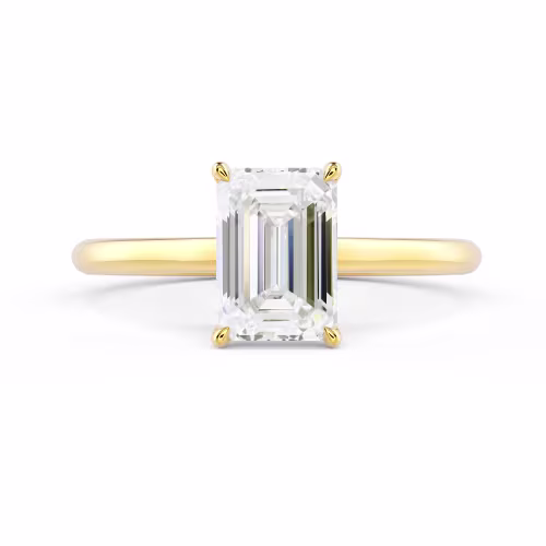 Yellow Gold Emerald Cathedral Solitaire featuring Hand Selected Lab Diamonds (Main View)