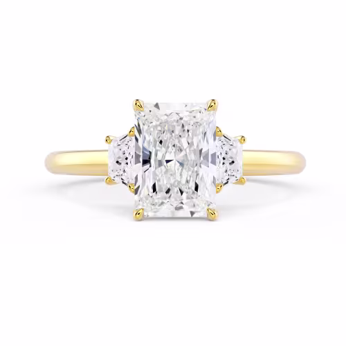 Yellow Gold Radiant and Trapezoid Setting featuring Diamonds (Main View)