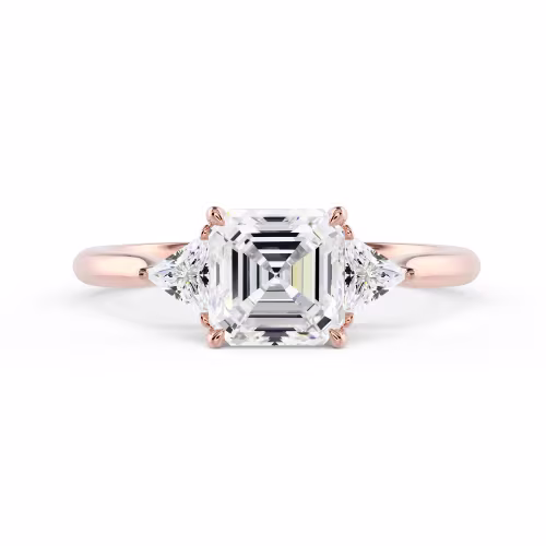 Diamonds set in Rose Gold Asscher and Trillion Setting (Main View)