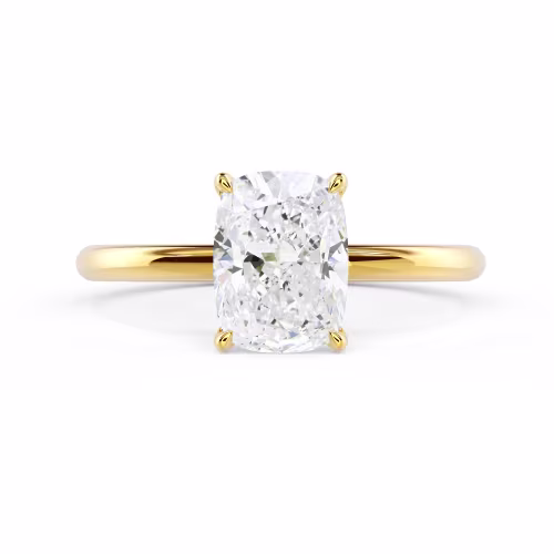 Yellow Gold Cushion Classic Four Prong Solitaire Diamond Engagement Ring featuring Diamonds (Main View)