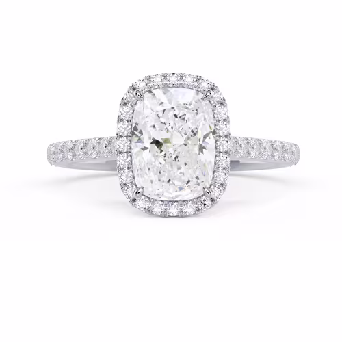 White Gold Cushion Halo Pavé Setting featuring Exceptional Quality Diamonds (Main View)
